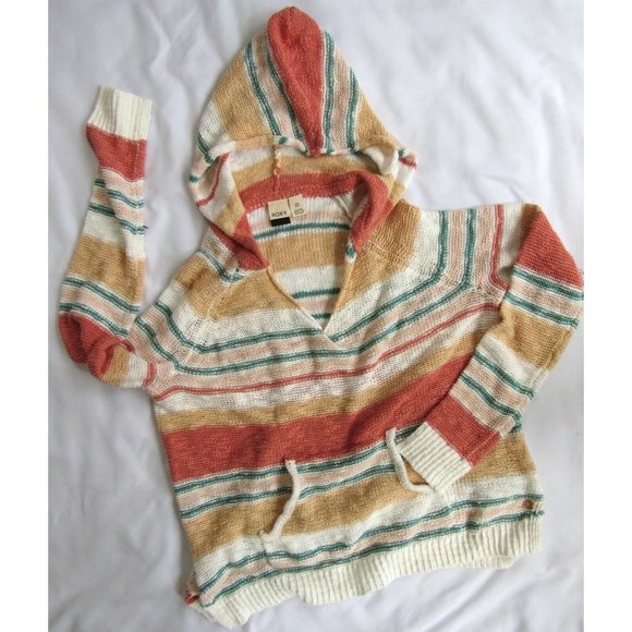 Roxy Stripped Knit Hoodie Poncho Small - Picture 1 of 4